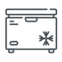 Line icon of a chest freezer with a snowflake